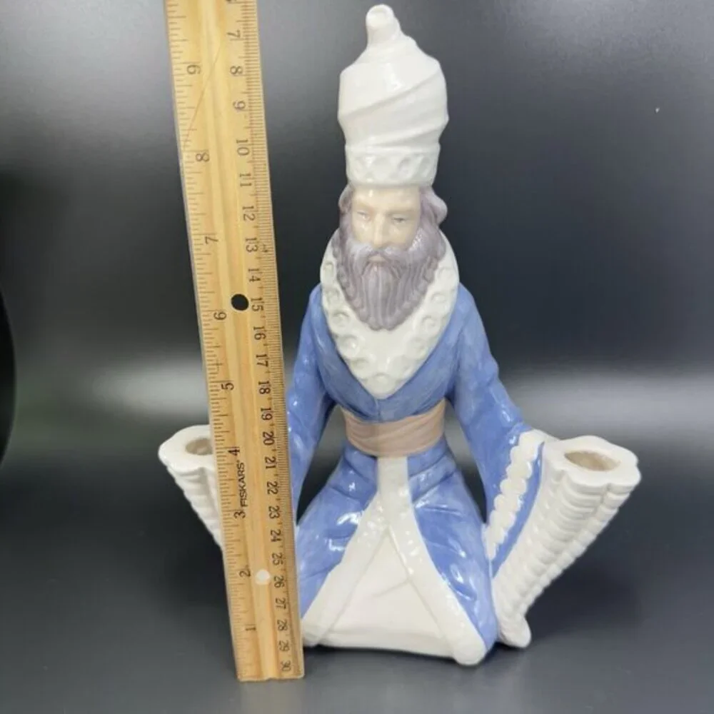 Vintage Wise Men‎ Hand Painted Ceramic Candle Holder Votive Candle Stick Holder